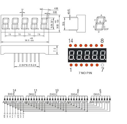 Red Common Cathode Anode 5 Digital Tube 3561AS Smd Led Panel Display Module
