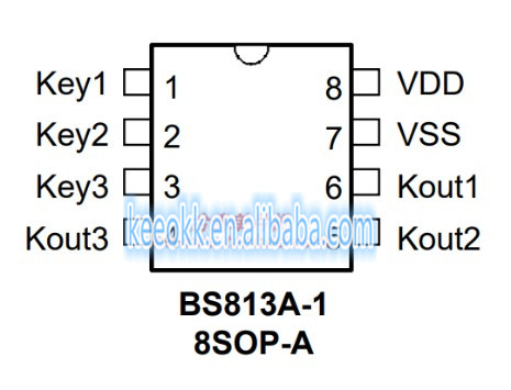 BS813A-1 BS813A capacitive touch key chip IC  new and orginal  SOP8 in stock
